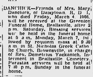 Mary Danchick obit